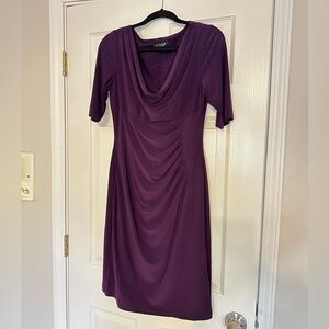 Ralph Lauren Cowl Neck Purple Jersey Midi Dress
